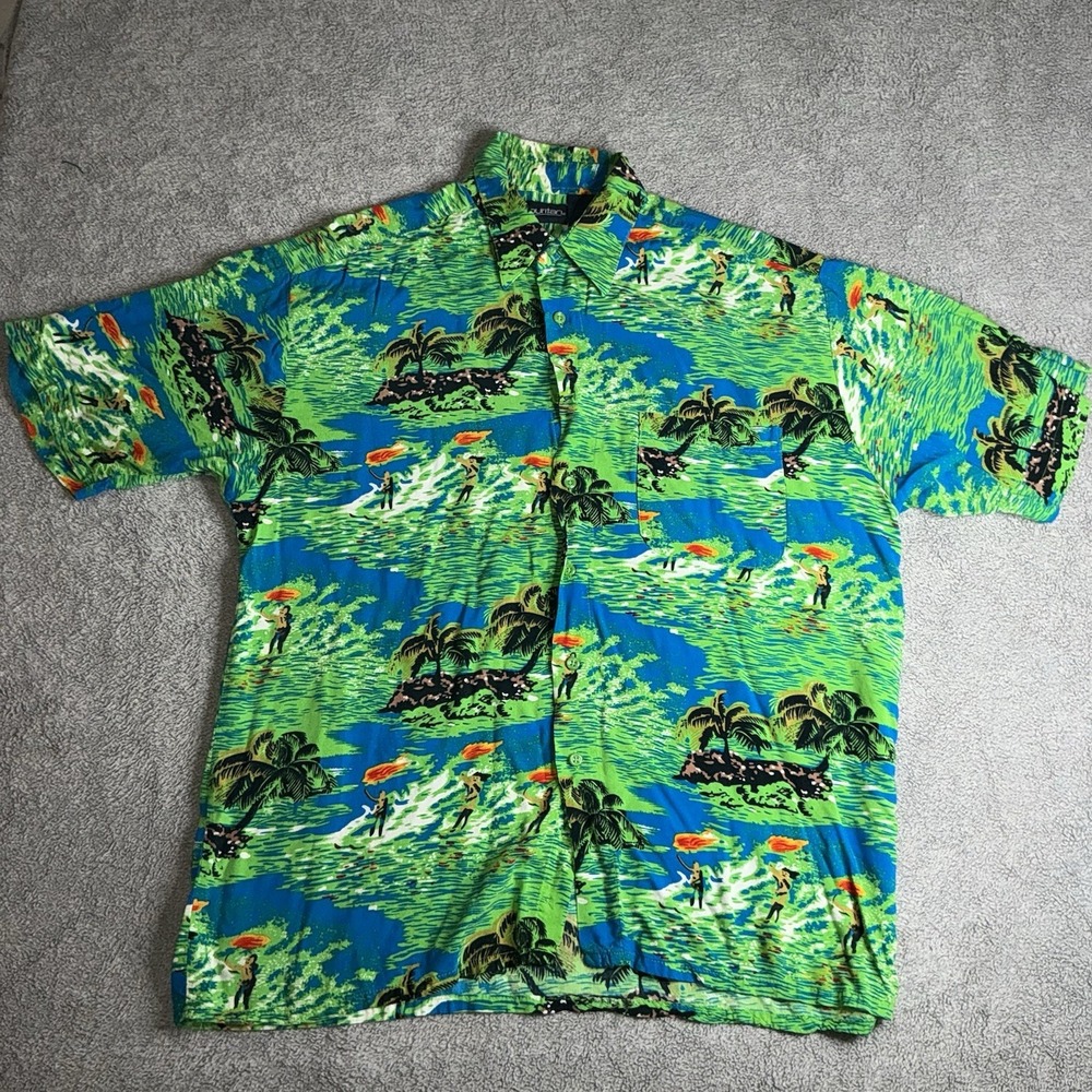 Vintage Puritan Hawaiian Shirt Mens Large‎ Tiki Hula Girls Island 90s - Picture 2 of 8